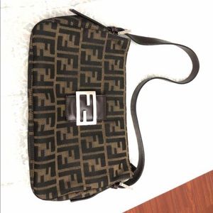 Fendi Zucca top zip baguette shoulder bag